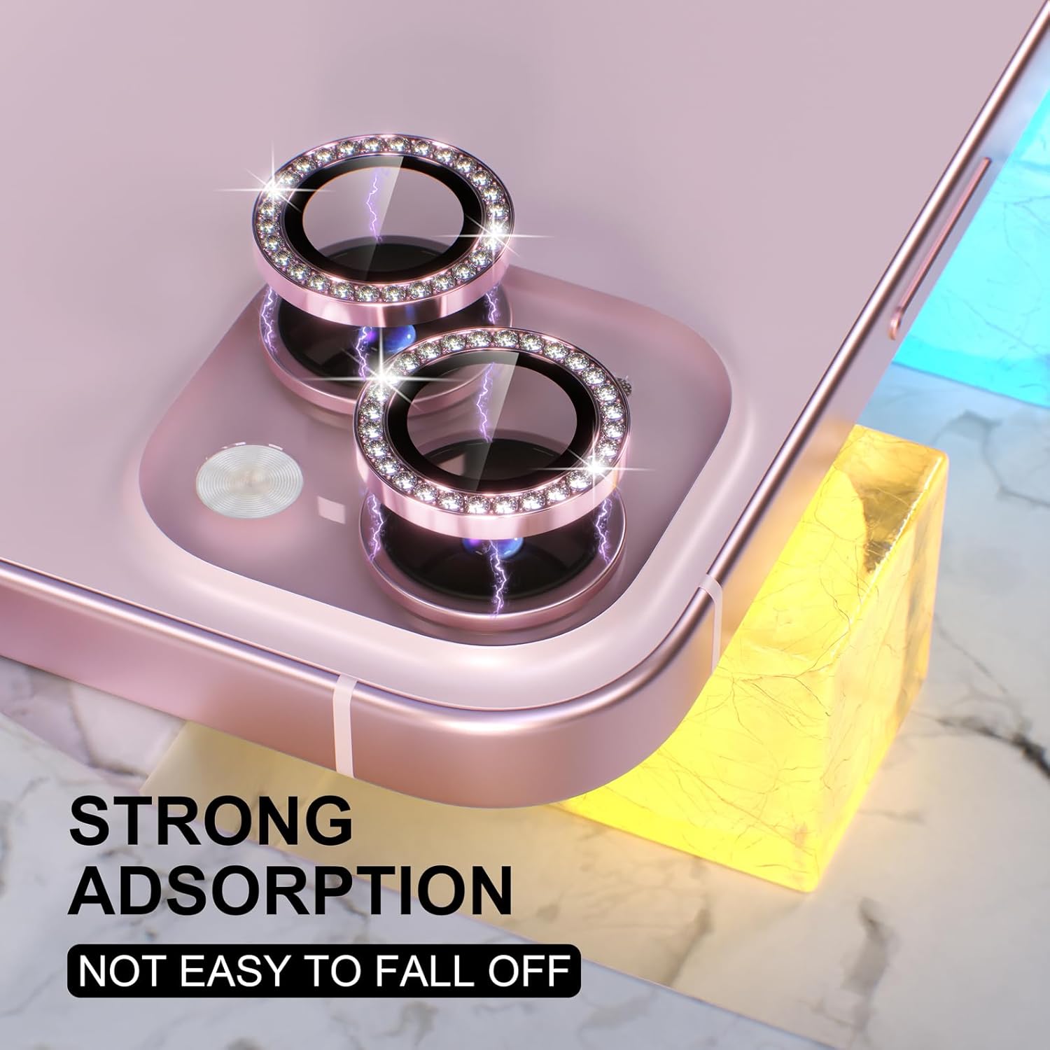 1PC Pink Glitter Diamond Camer – Tempered Glass Screen 9H recenzja i cena